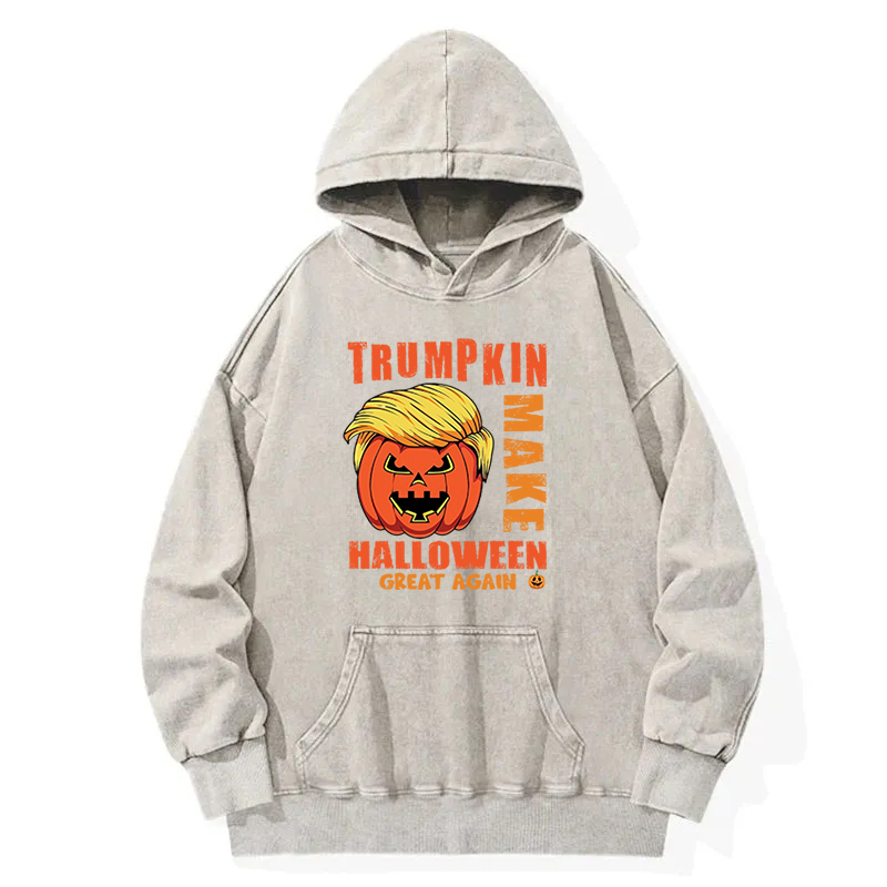Funny Trumpkin Halloween Washed Hoodie