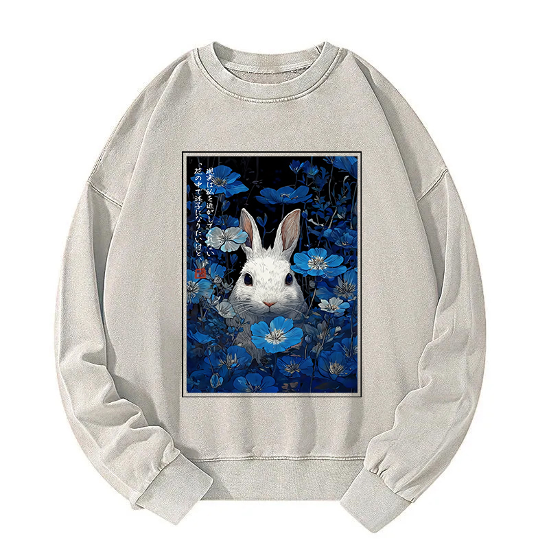 Whispers Of The Rabbit Among The Flowers Washed Sweatshirt