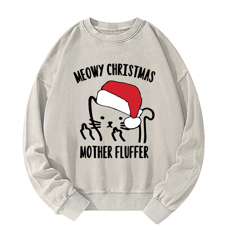 Funny Christmas Cat Meme Washed Sweatshirt