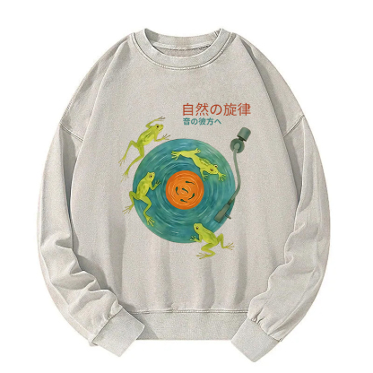 Frog Natural Melody Art Record Washed Sweatshirt