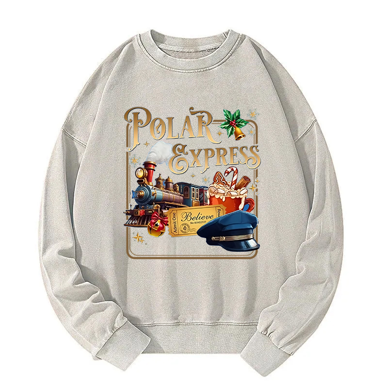 Admit One Believe Christmas Washed Sweatshirt