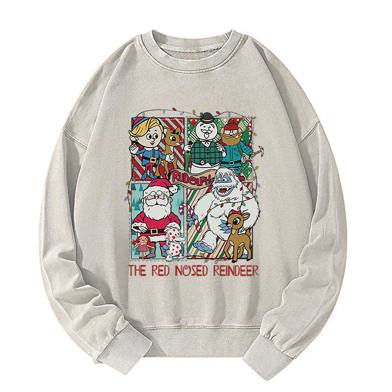 The Red Nosed Reindeer Christmas Washed Sweatshirt