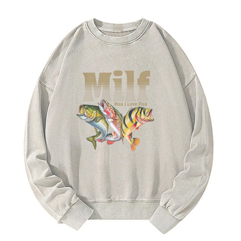 Man I Love Fish Meme Washed Sweatshirt