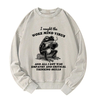 Awakened Thinking Virus Frog Washed Sweatshirt