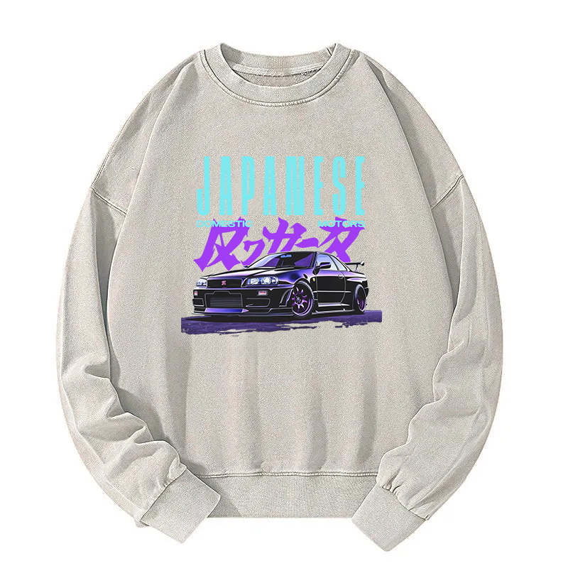 Japanese Retro Domestic Motors Washed Sweatshirt