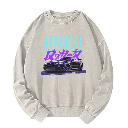 Japanese Retro Domestic Motors Washed Sweatshirt