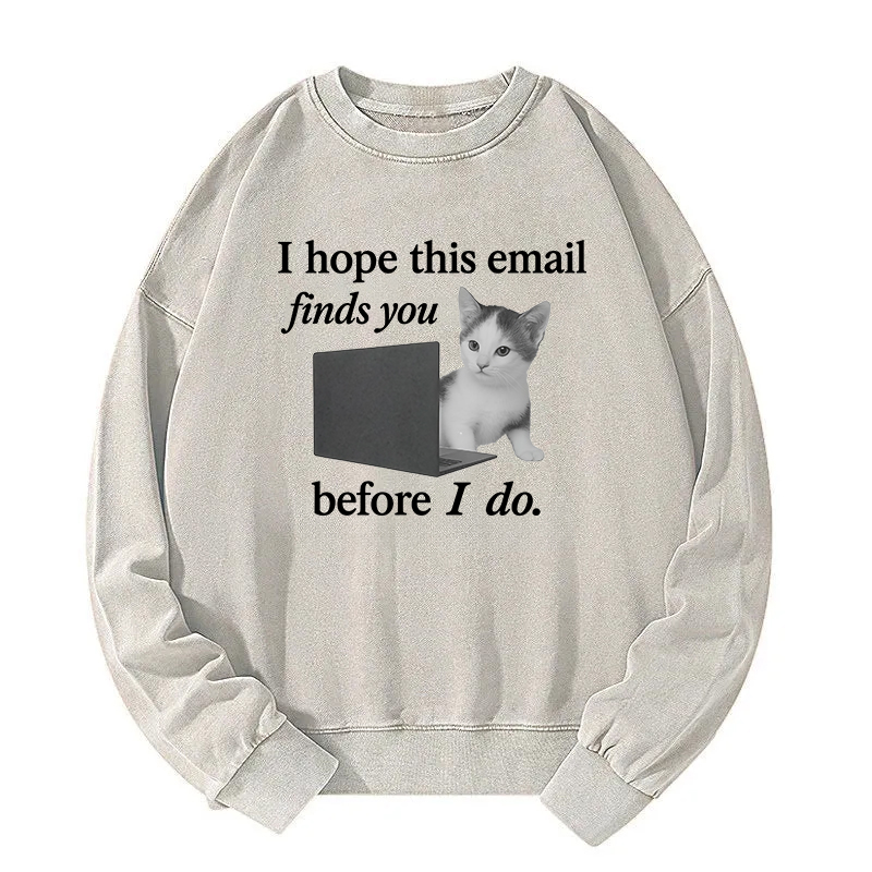 Funny Brainrot Cat Meme Washed Sweatshirt