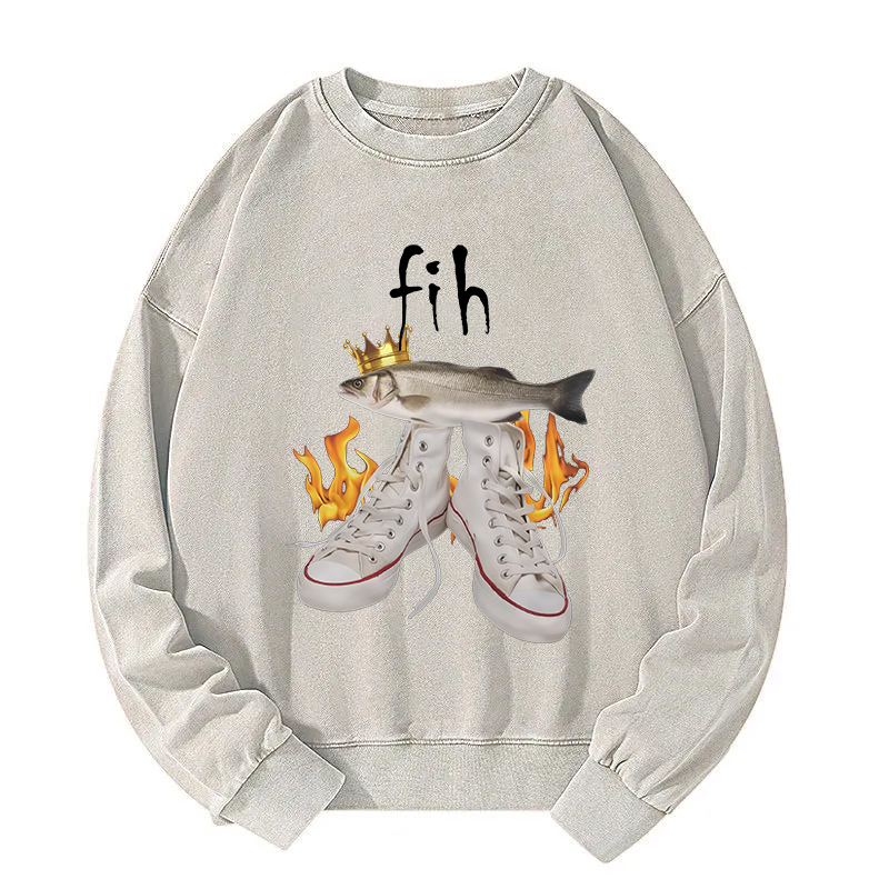 Fih Funny Meme Washed Sweatshirt