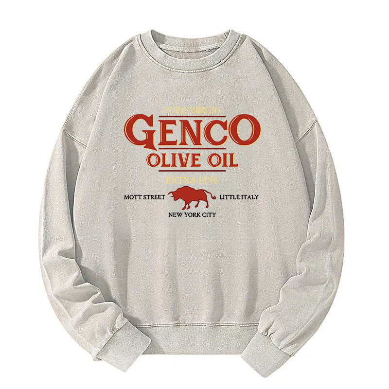 Genco Olive Oil Godfather Extra Virgin Retro Funny Meme Washed Sweatshirt