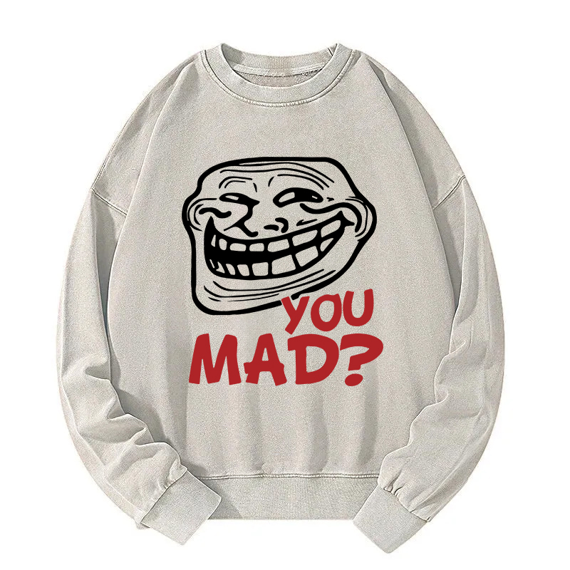 Retro Troll Face Funny Internet Meme Washed Sweatshirt