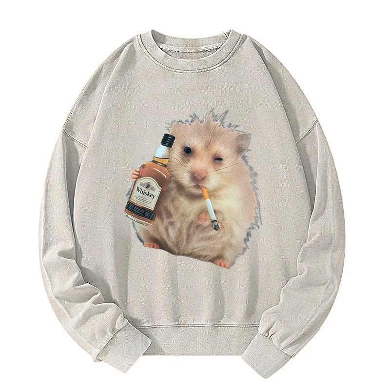 Smoking Rat Washed Sweatshirt