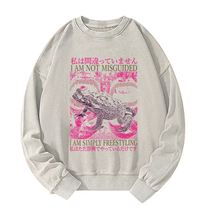 I Am Not Misguided Vintage Japanese Frog Washed Sweatshirt
