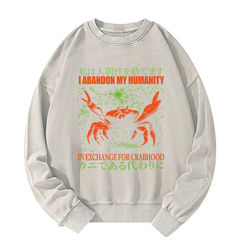 Vintage Japanese Crab Jokes Washed Sweatshirt
