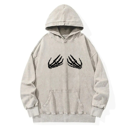 Halloween Skeleton Hands Washed Hoodie