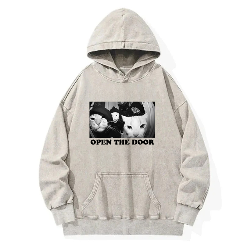 Funny Cat Gang Meme Washed Hoodie