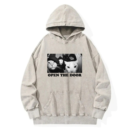 Funny Cat Gang Meme Washed Hoodie