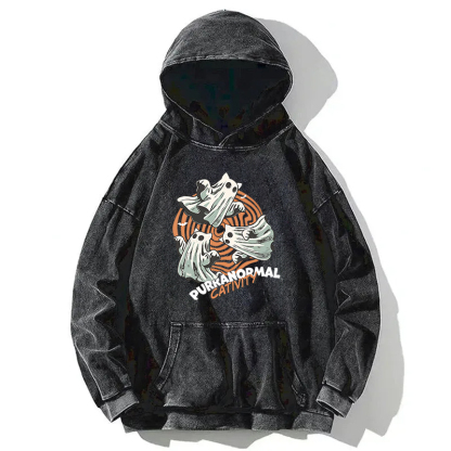 Halloween Purranormal Cativity Washed Hoodie