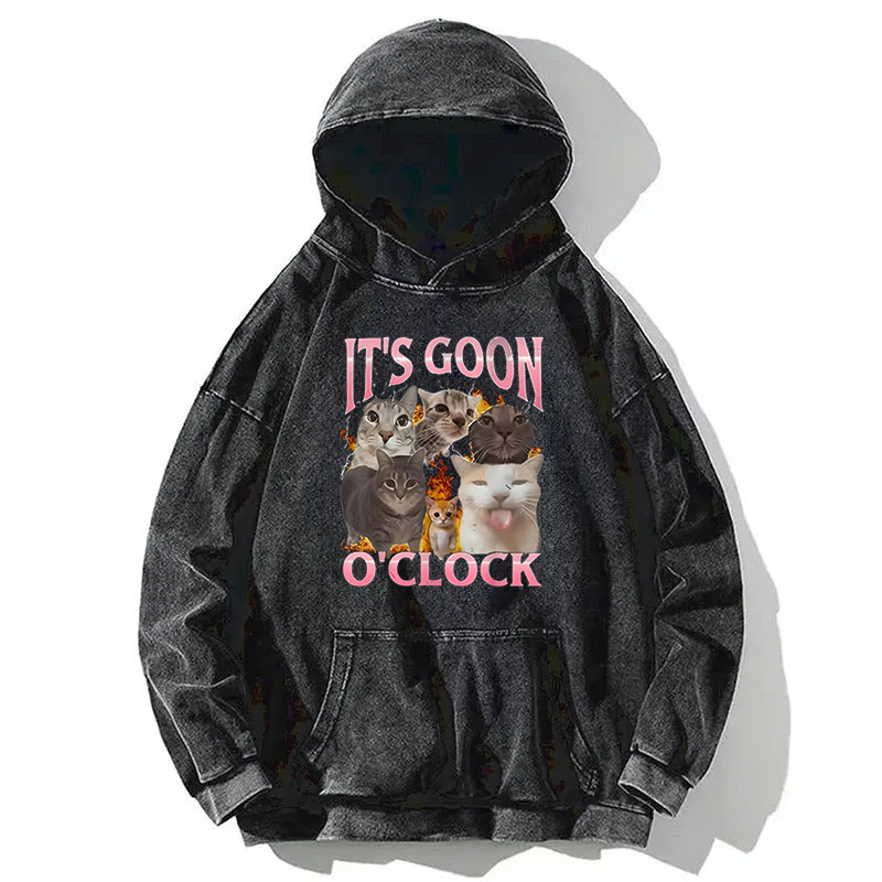 It's Goon O'Clock Funny Cat Meme Washed Hoodie