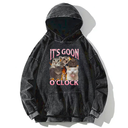 It's Goon O'Clock Funny Cat Meme Washed Hoodie