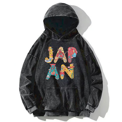 Illustration Of Japan Culture Washed Hoodie