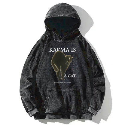 Karma Is A Cat Washed Hoodie