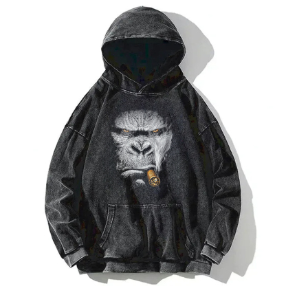 Smoking Gorilla Washed Hoodie