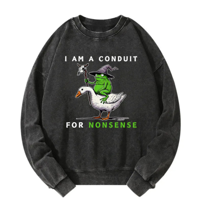 Funny Frog and Humor Goose Washed Sweatshirt