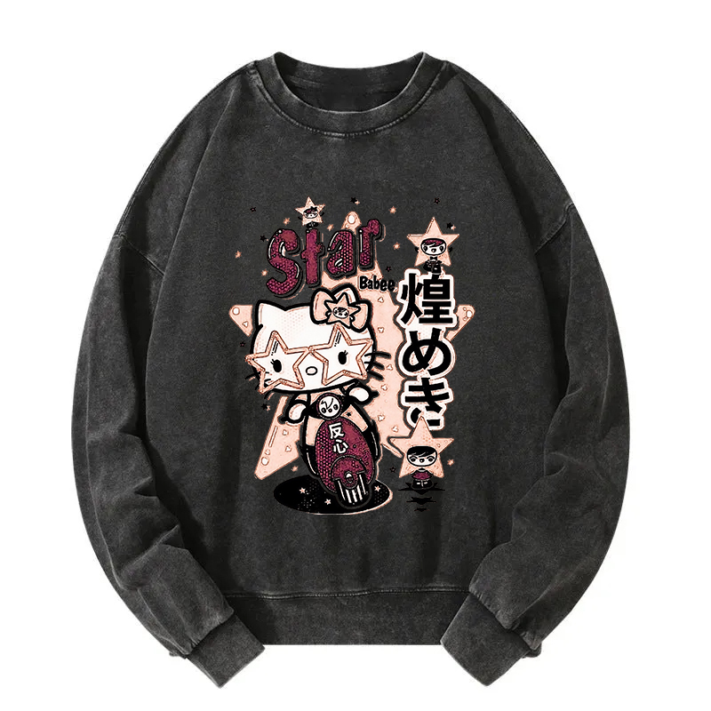 Rebellious Kitten Washed Sweatshirt