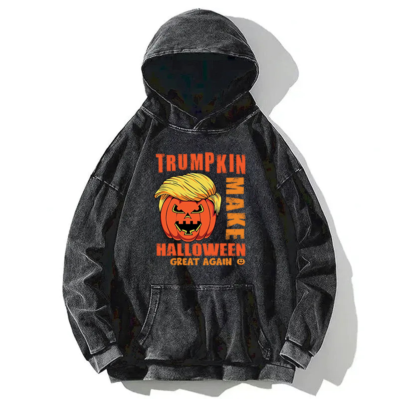 Funny Trumpkin Halloween Washed Hoodie