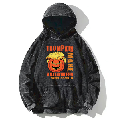 Funny Trumpkin Halloween Washed Hoodie