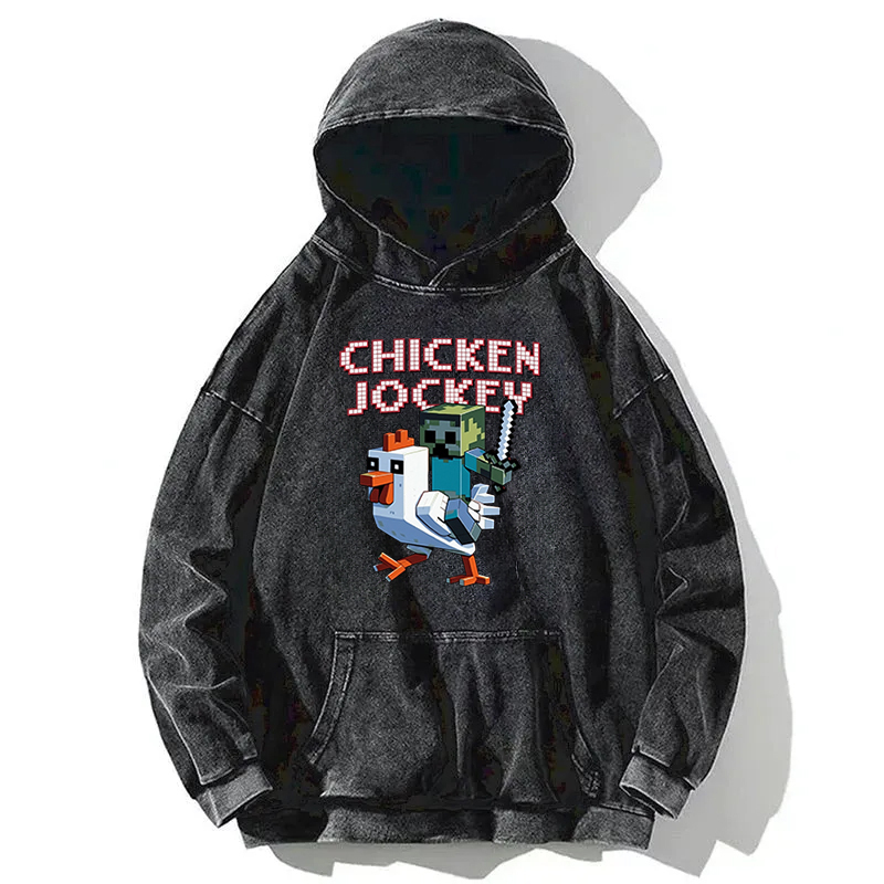 Chicken Jockey Game Washed Hoodie