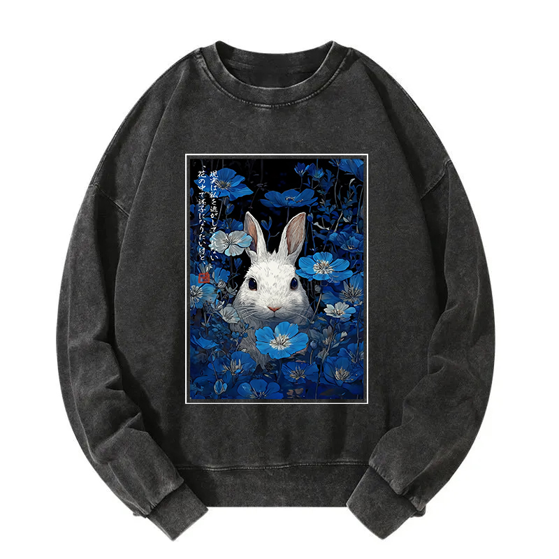 Whispers Of The Rabbit Among The Flowers Washed Sweatshirt