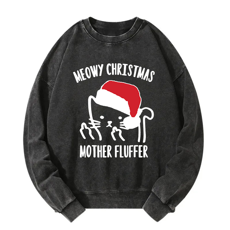 Funny Christmas Cat Meme Washed Sweatshirt