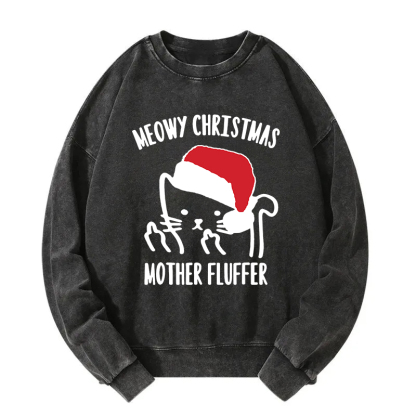 Funny Christmas Cat Meme Washed Sweatshirt
