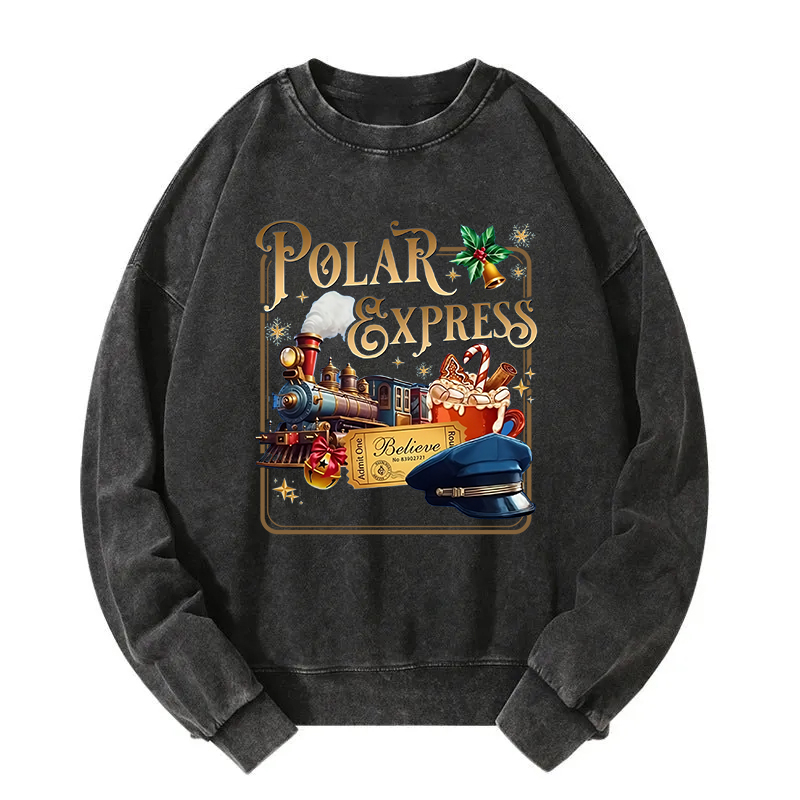 Admit One Believe Christmas Washed Sweatshirt