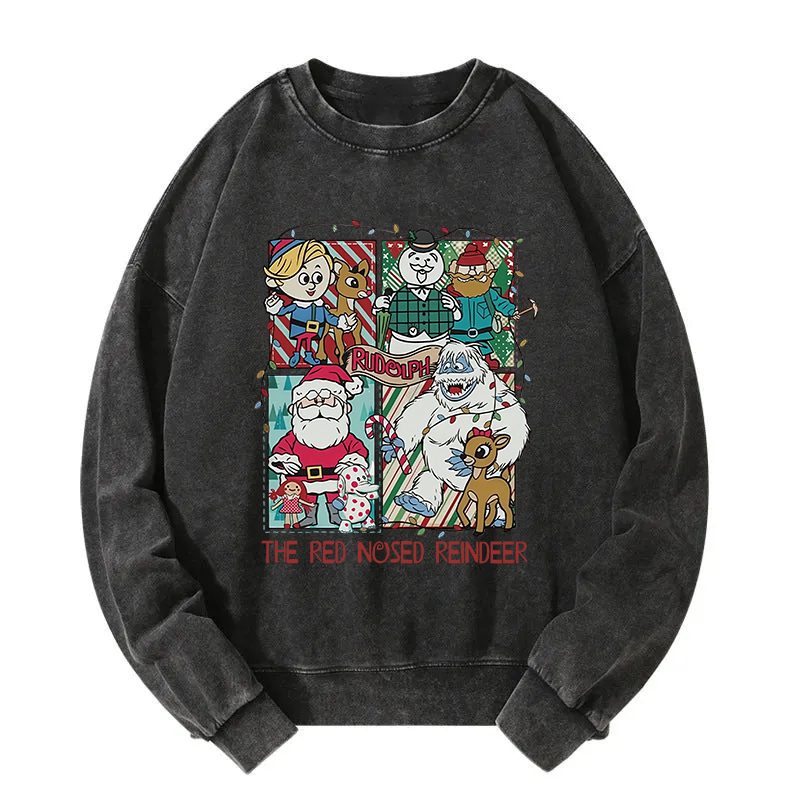 The Red Nosed Reindeer Christmas Washed Sweatshirt