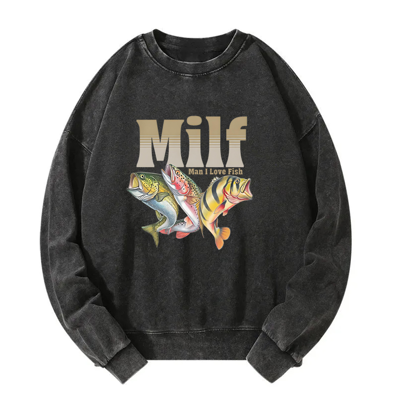 Man I Love Fish Meme Washed Sweatshirt
