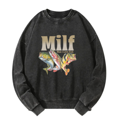 Man I Love Fish Meme Washed Sweatshirt