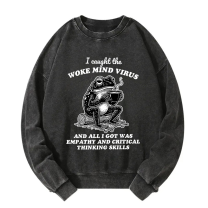 Awakened Thinking Virus Frog Washed Sweatshirt
