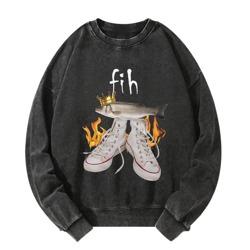 Fih Funny Meme Washed Sweatshirt