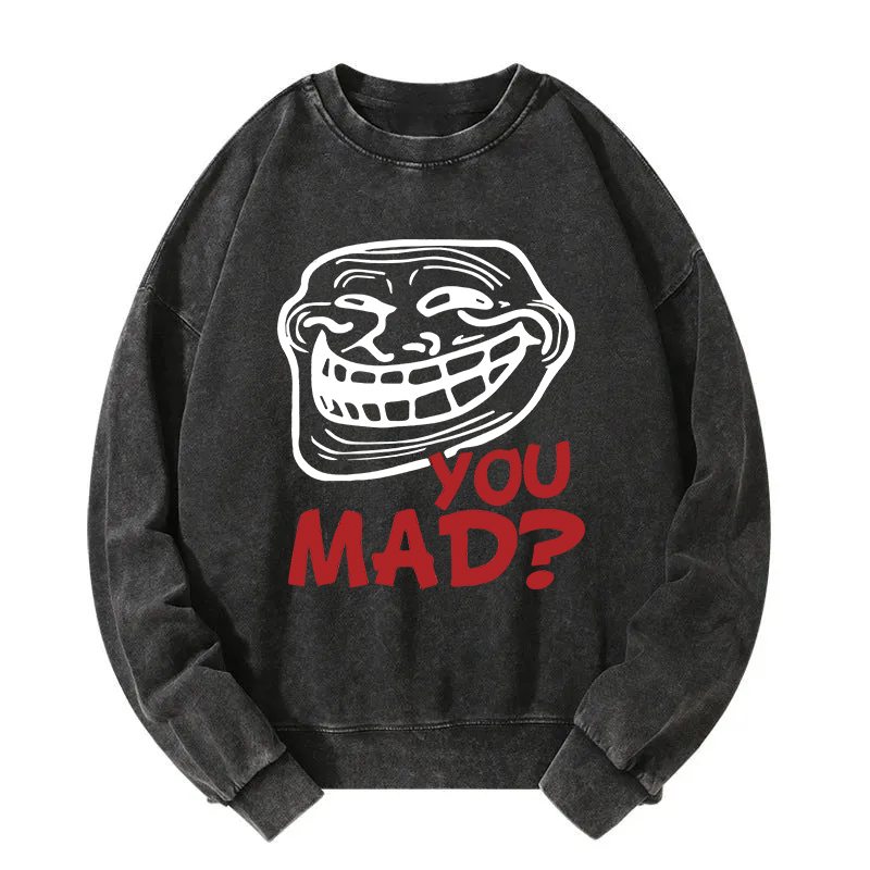 Retro Troll Face Funny Internet Meme Washed Sweatshirt