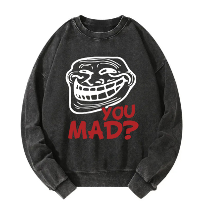 Retro Troll Face Funny Internet Meme Washed Sweatshirt