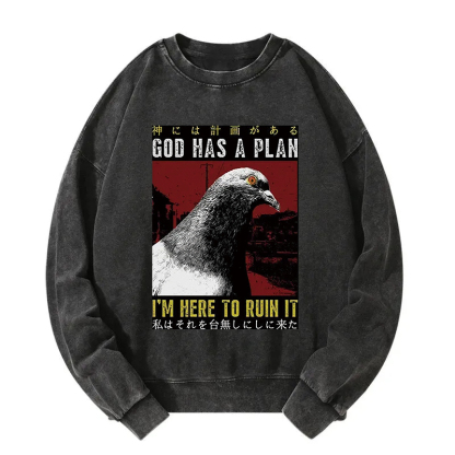Pigeons That Want To Break The Plan Washed Sweatshirt