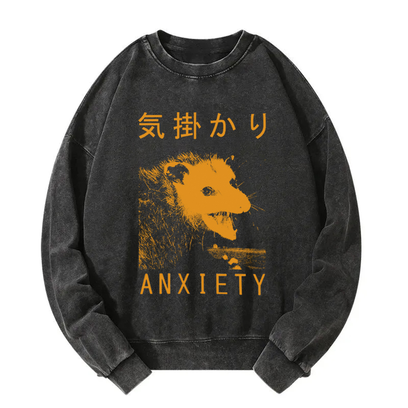 Anxiety Japanese Opossum Washed Sweatshirt