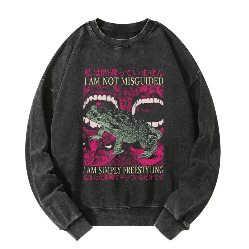 I Am Not Misguided Vintage Japanese Frog Washed Sweatshirt