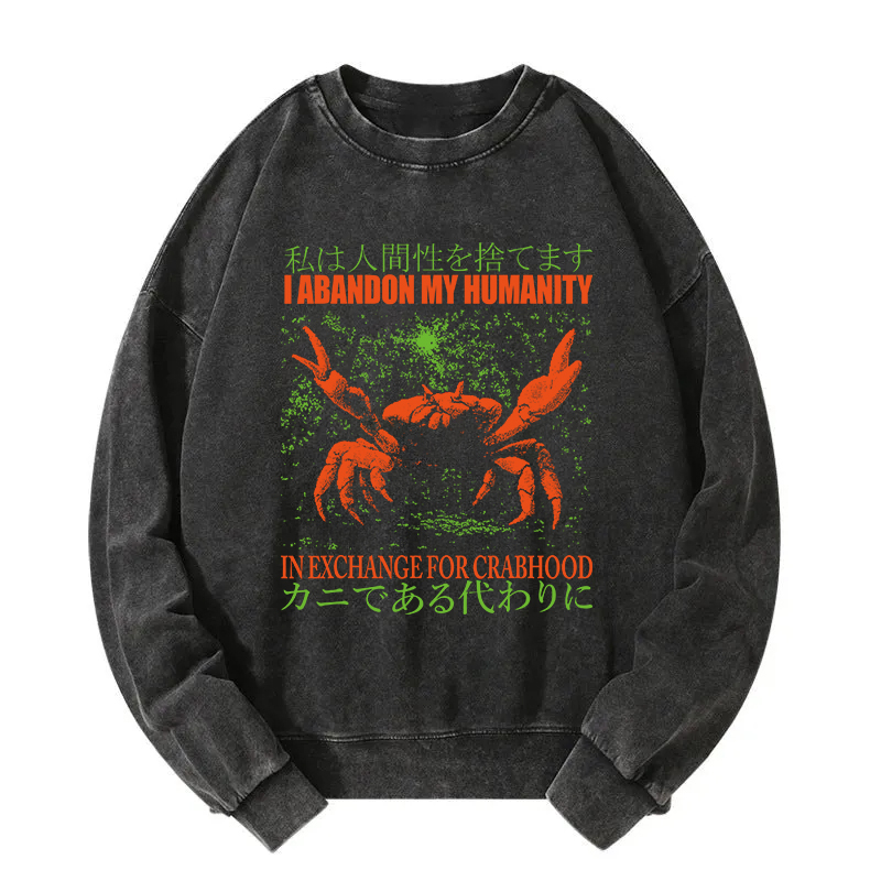 Vintage Japanese Crab Jokes Washed Sweatshirt
