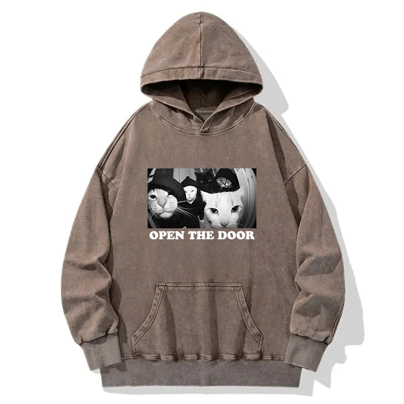 Funny Cat Gang Meme Washed Hoodie