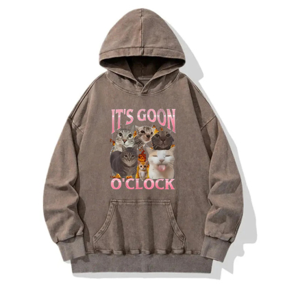 It's Goon O'Clock Funny Cat Meme Washed Hoodie