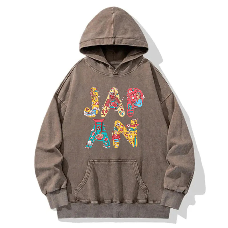 Illustration Of Japan Culture Washed Hoodie