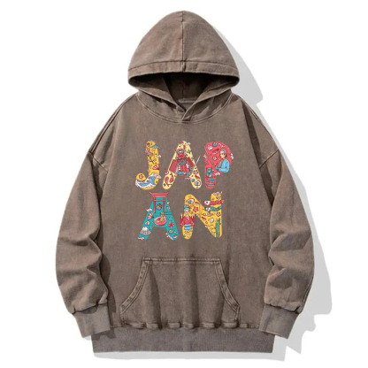 Illustration Of Japan Culture Washed Hoodie